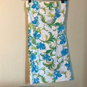 A’gaci white with blue and green floral prints skirt